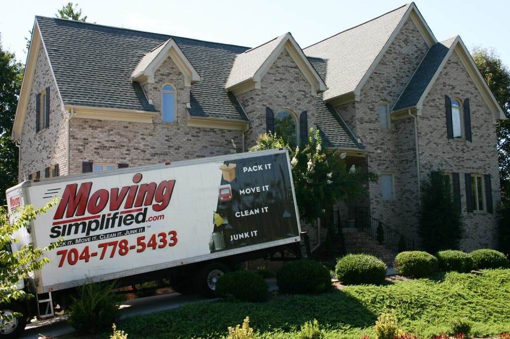 Moving truck and movers for a residential moving service request